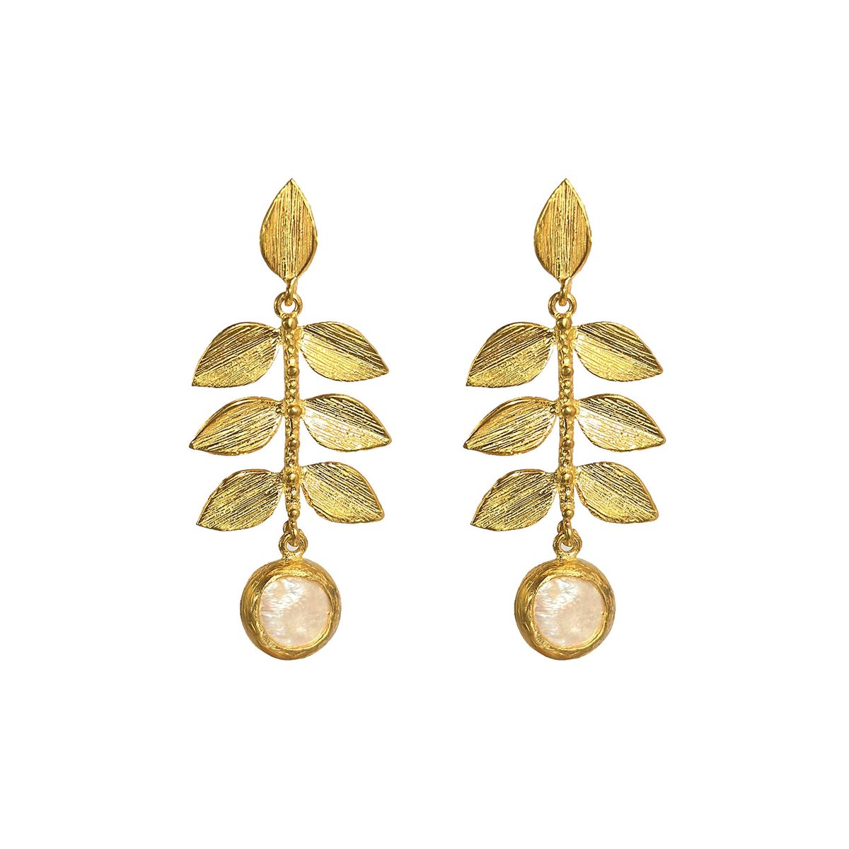 TURKUAZ - Aros Acacia perla - Baño de oro 22k-Hechos a mano en Turquía