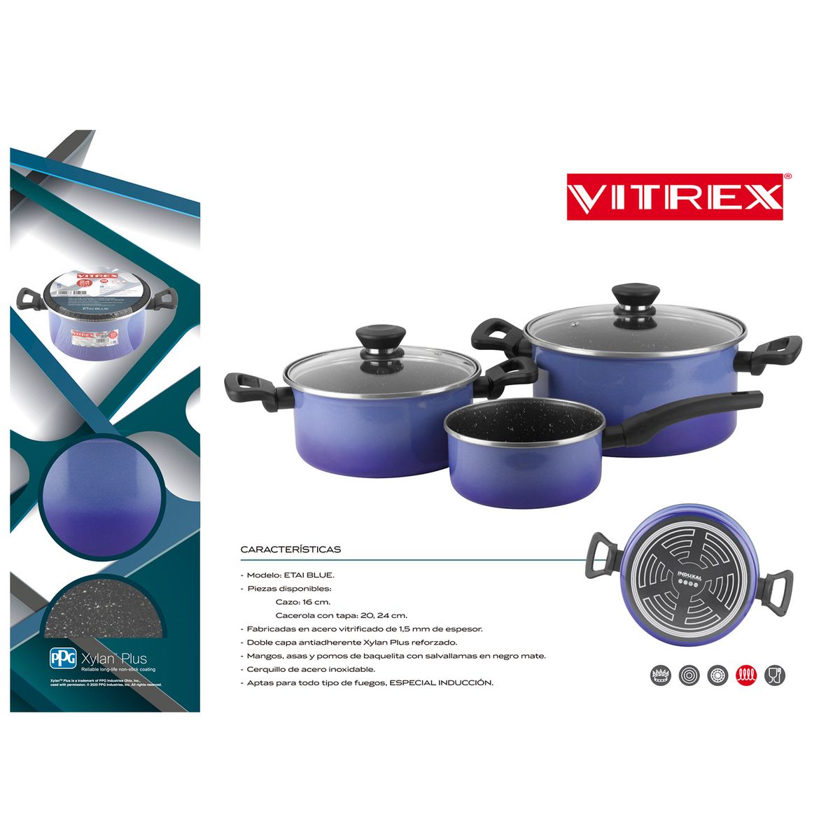 VITREX - Olla De Acero Vitrex Etai Blue 24CM