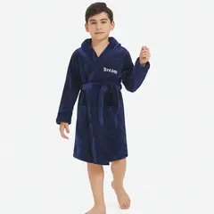 GARSIL - Bata Albornoz De Polar Con Capucha Azul para Niños 5 a 8 años