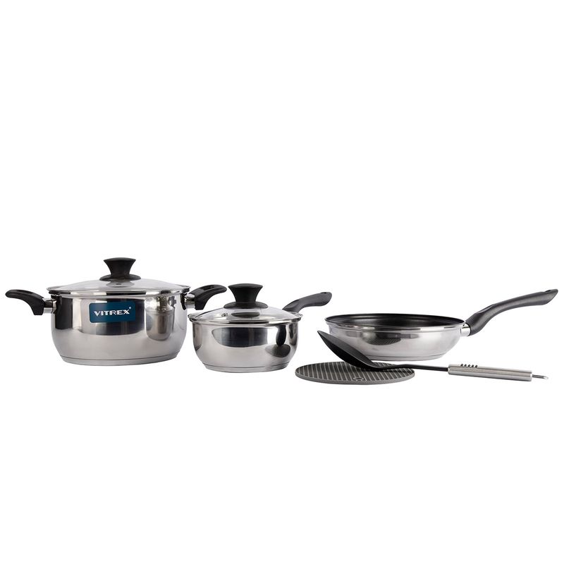 VITREX - Bateria De Cocina Acero Inoxidable 7 piezas Vitrex