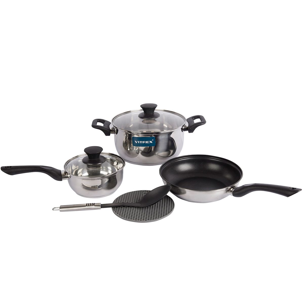 VITREX - Bateria De Cocina Acero Inoxidable 7 piezas Vitrex