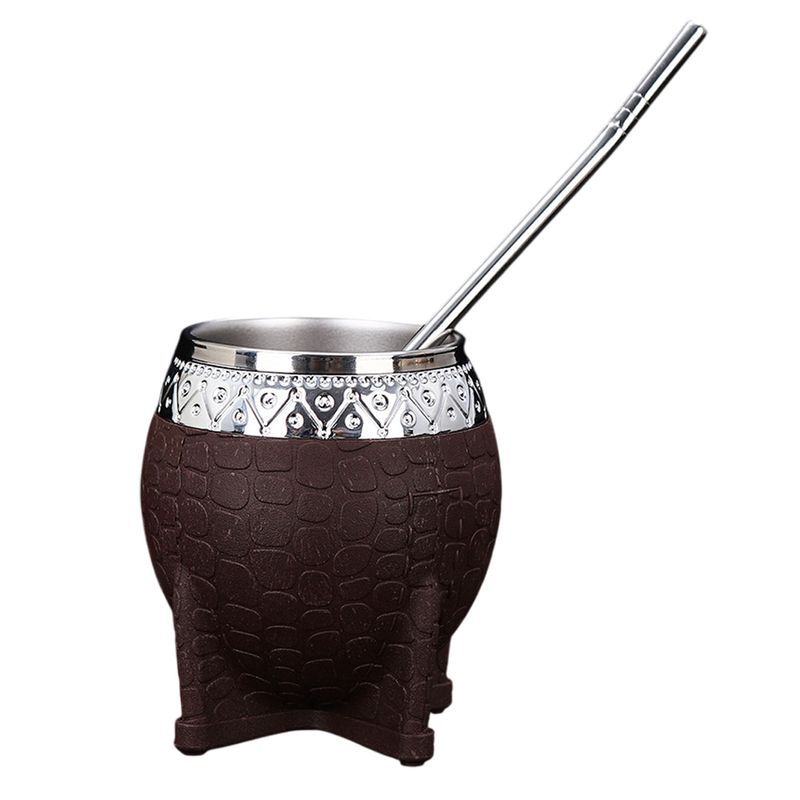 GENERICO - Set De Mate 200 Ml + Bombilla Clásico Negro