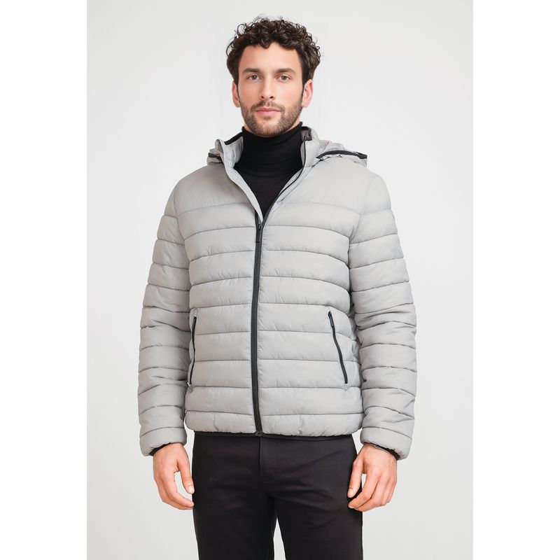 PERRY ELLIS - Parka Hombre Acolchada Gris Claro