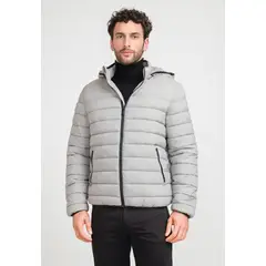 PERRY ELLIS - Parka Hombre Acolchada Gris Claro
