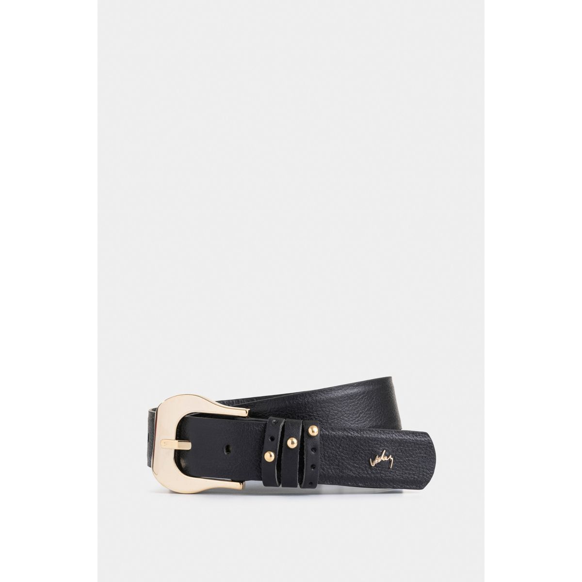 VELEZ - Vélez Cinturón Unifaz De Cuero Pasadores Negro