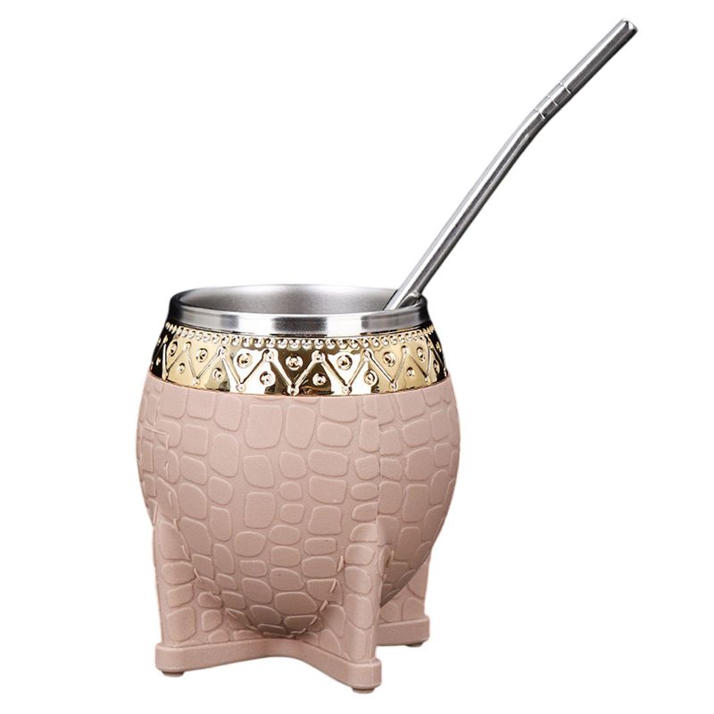 GENERICO - Set De Mate 200 Ml + Bombilla Clásico BEIGE