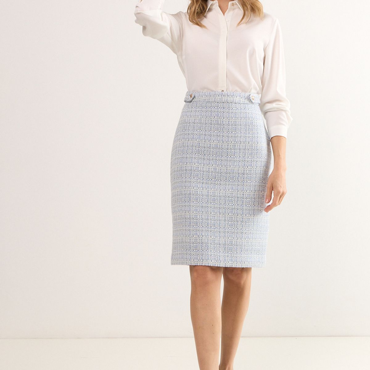 MA GRIFFE - Falda Larga Mujer Celeste Magriffe