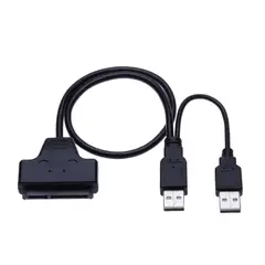 GENERICO - Cable Adaptador Convertidor Dual USB 2.0 a SATA con 22 Pines