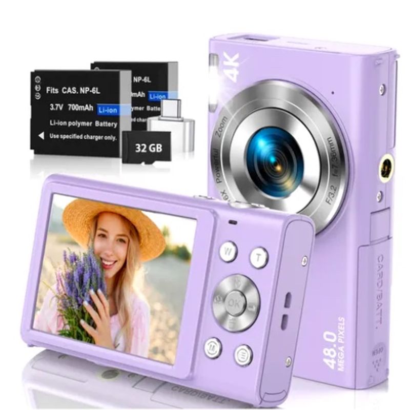 ATLAS - Cámara Digital 4k 48mp Autoenfoque Flitros Morada
