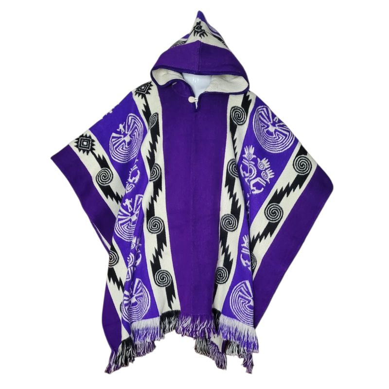 MORLAN - Poncho de Alpaca Lana Ecuatoriana Capucha