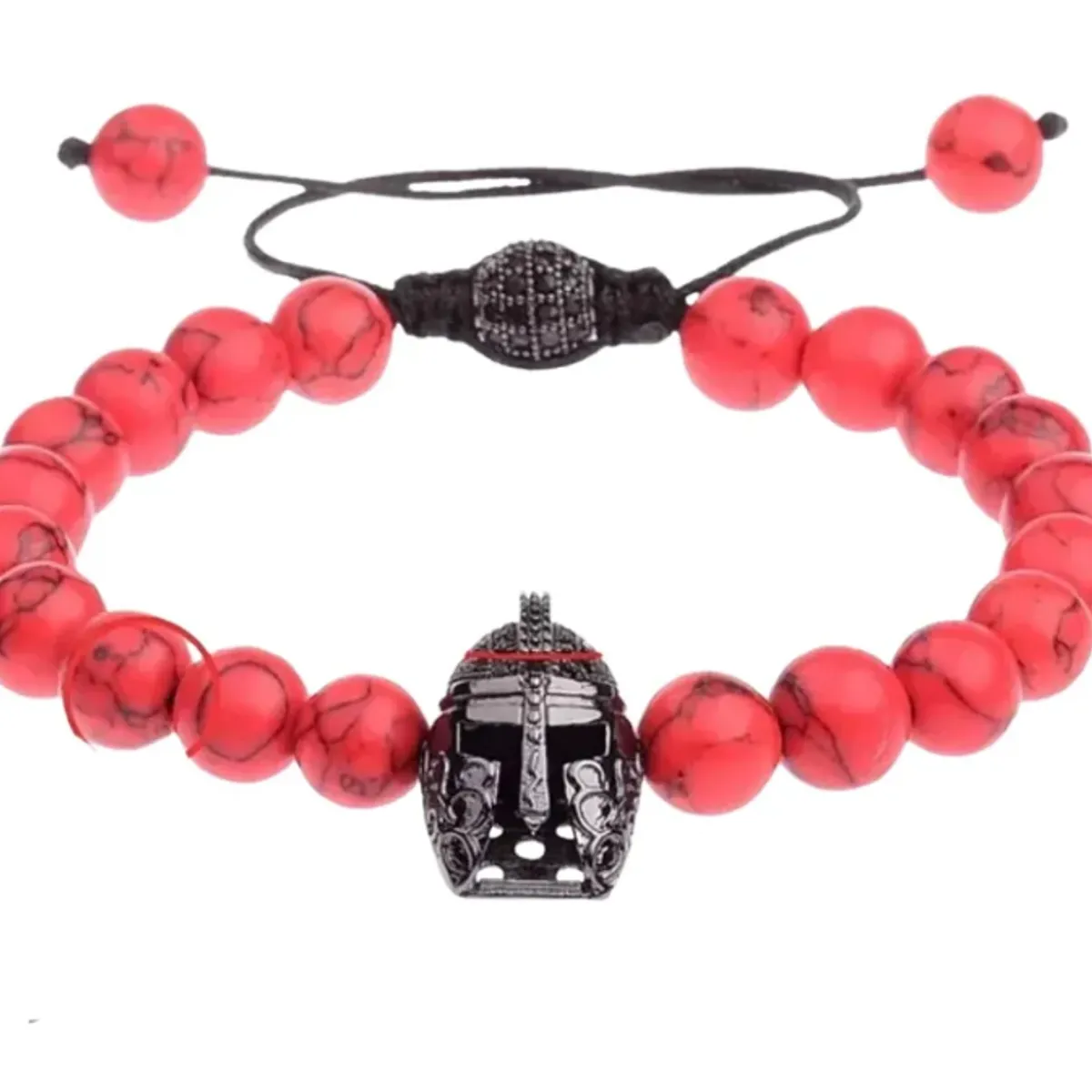 GENERICO - Pulsera De Gladiador Black Piedra Jaspe Hombre Mujer Royal Madriz