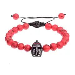 GENERICO - Pulsera De Gladiador Black Piedra Jaspe Hombre Mujer Royal Madriz