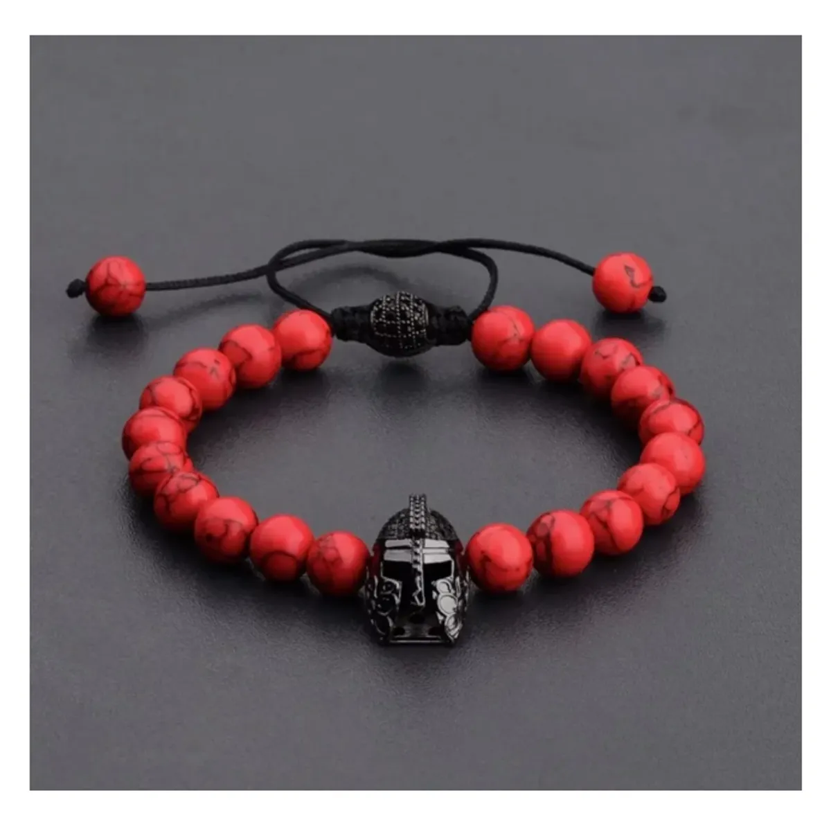 GENERICO - Pulsera De Gladiador Black Piedra Jaspe Hombre Mujer Royal Madriz