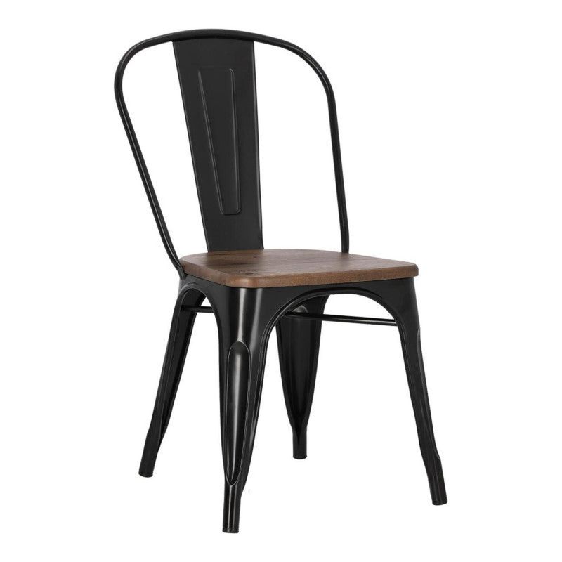 PANDALINO - Silla Tolix - Metal y Madera Oscura - Resistencia al Exterior