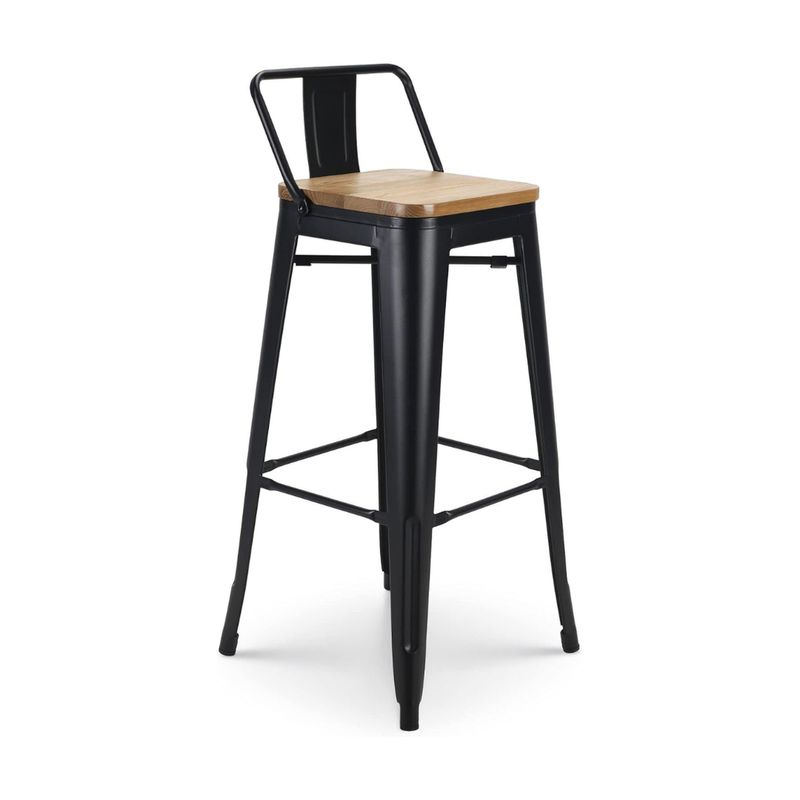 PANDALINO - Taburete Tolix 77cm- Madera Clara - Diseño Moderno