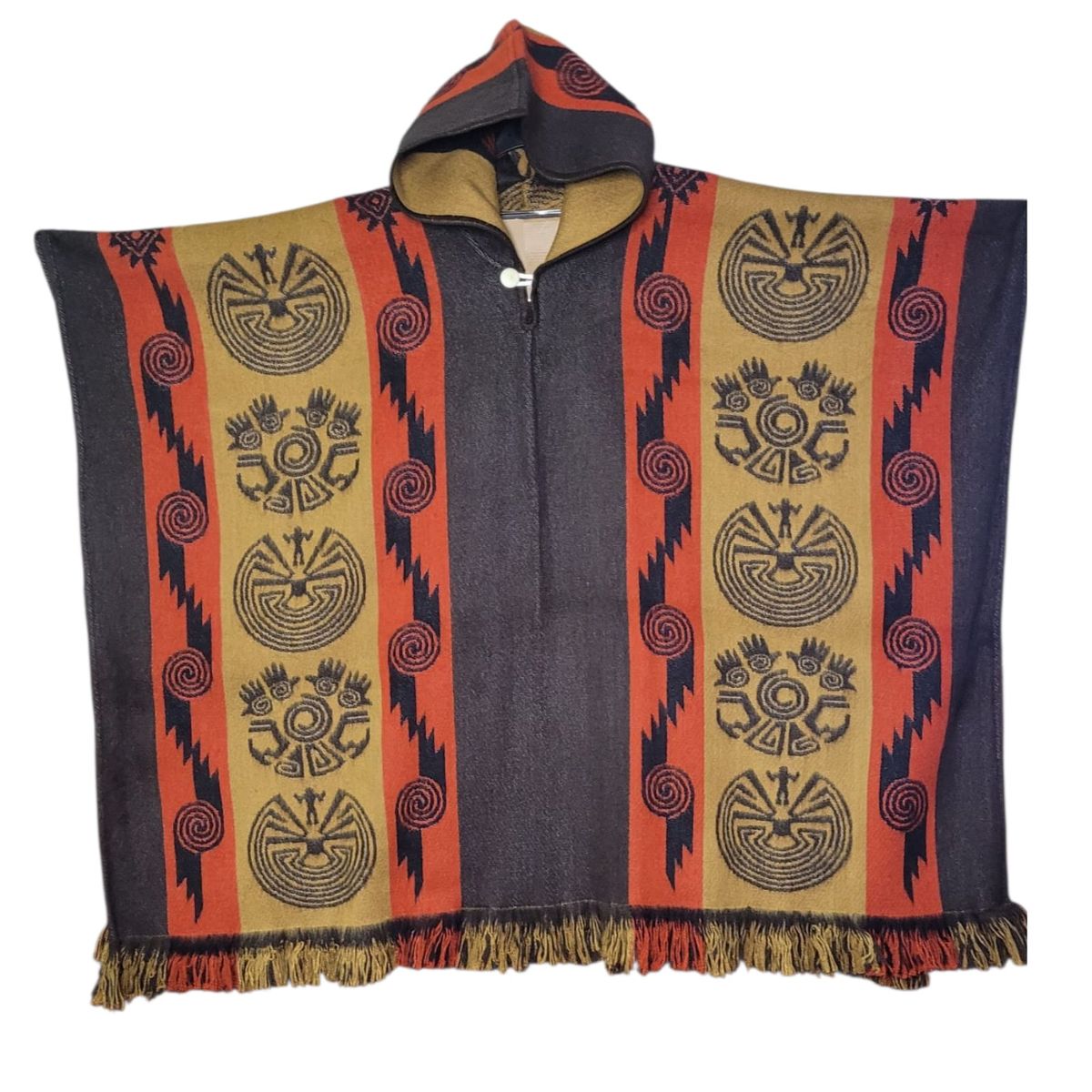MORLAN - Poncho de Alpaca Lana Ecuatoriana Capucha Cálido Liviano