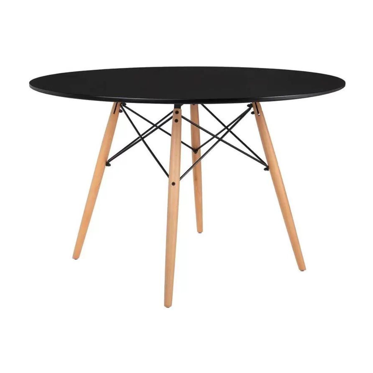 PANDALINO - Mesa Redonda Estela 100cm - Comedor - Oficina - Negro
