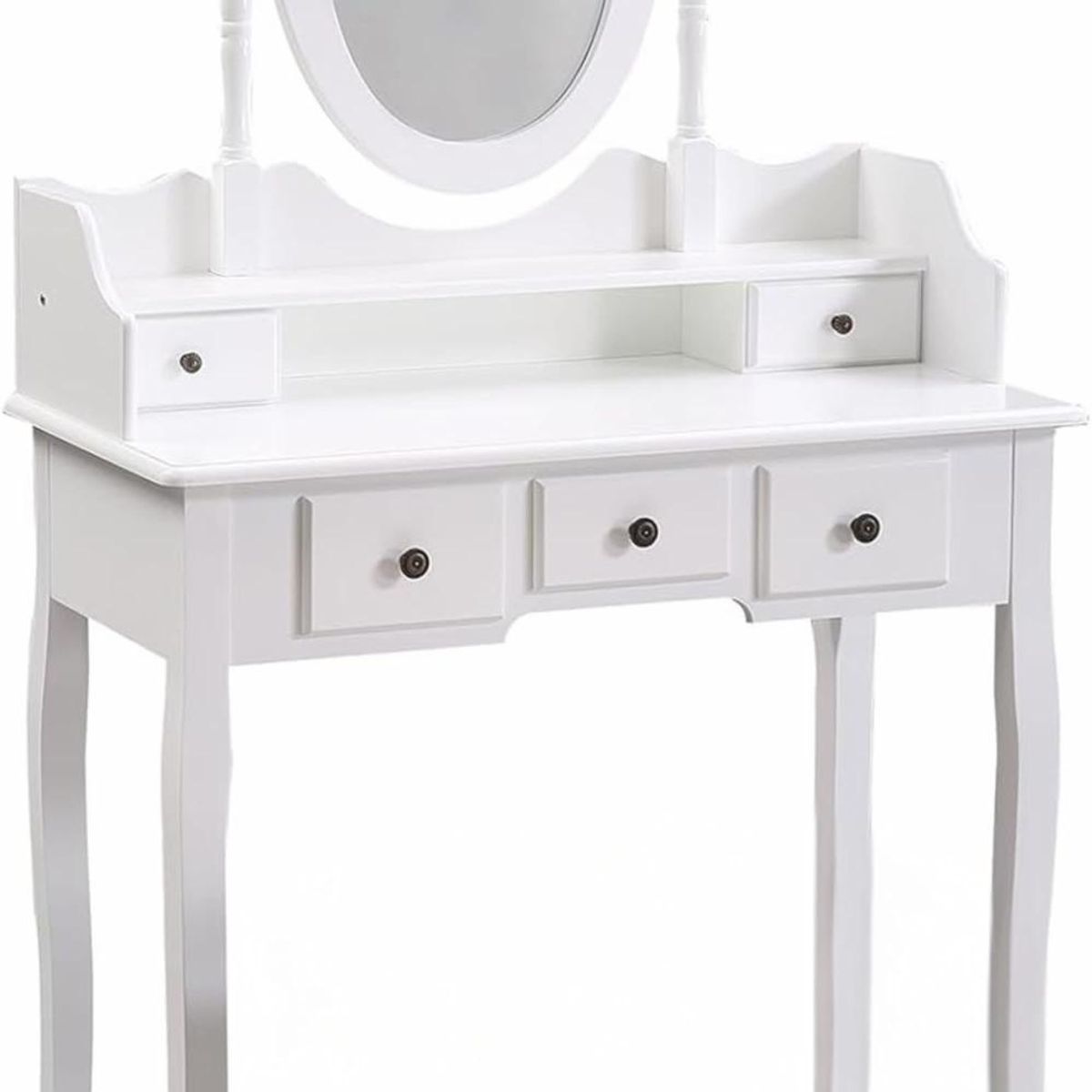 CASTELLARO - TOCADOR MAQUILLAJE MADERA BLANCO 5C BANCA + ESPEJO VICTORIA