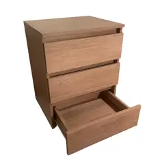 GENERICO - VELADOR DORMITORIO CALVARI 3 CAJONES MADERA