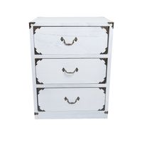 SET VELADOR DORMITORIO LUPE 3 CAJONES BLANCO RUSTICO