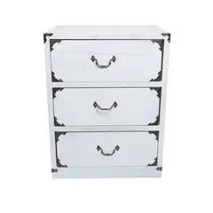 GENERICO - SET VELADOR DORMITORIO LUPE 3 CAJONES BLANCO RUSTICO