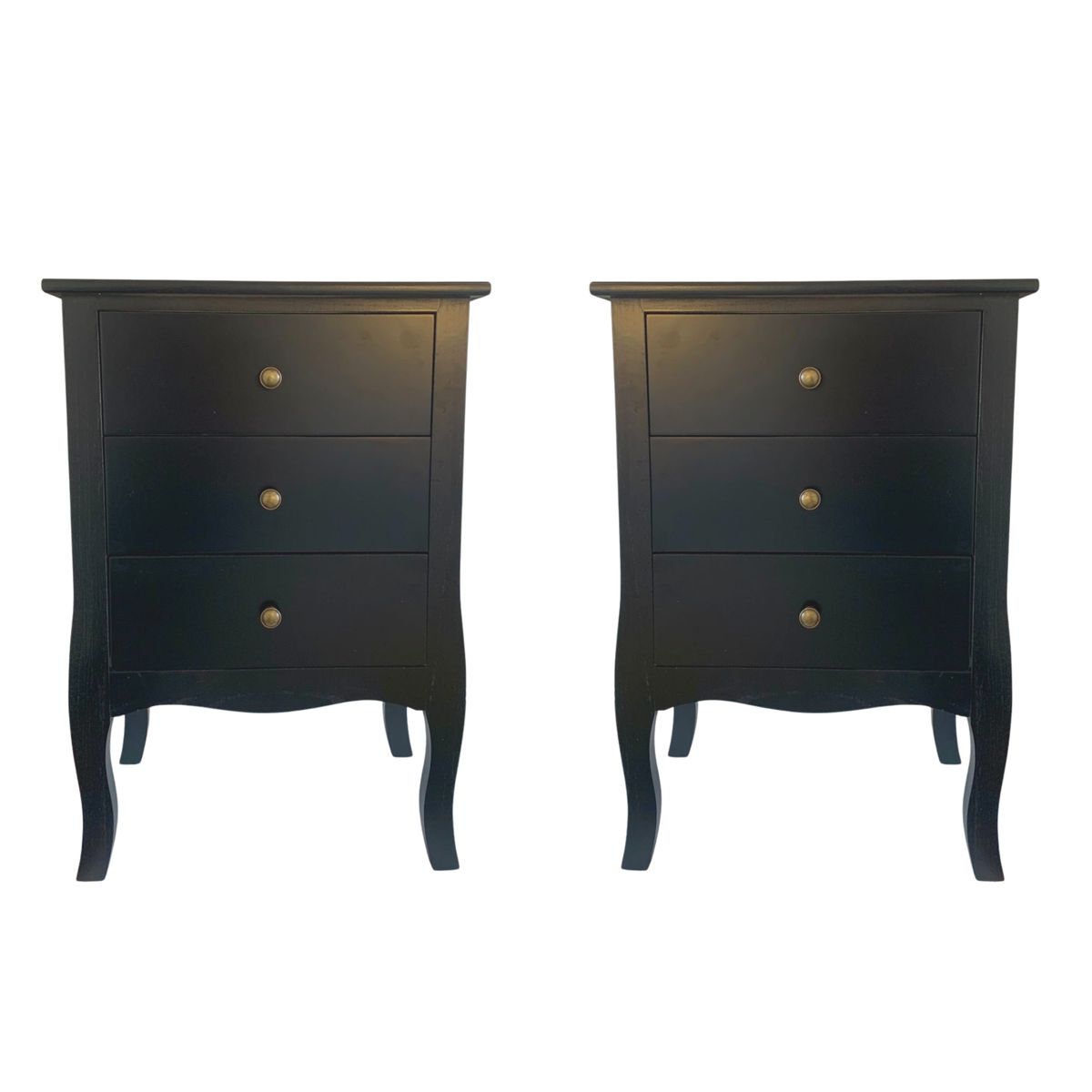 GENERICO - SET 2 VELADORES DORMITORIO IMPERIA 3 CAJONES NEGRO