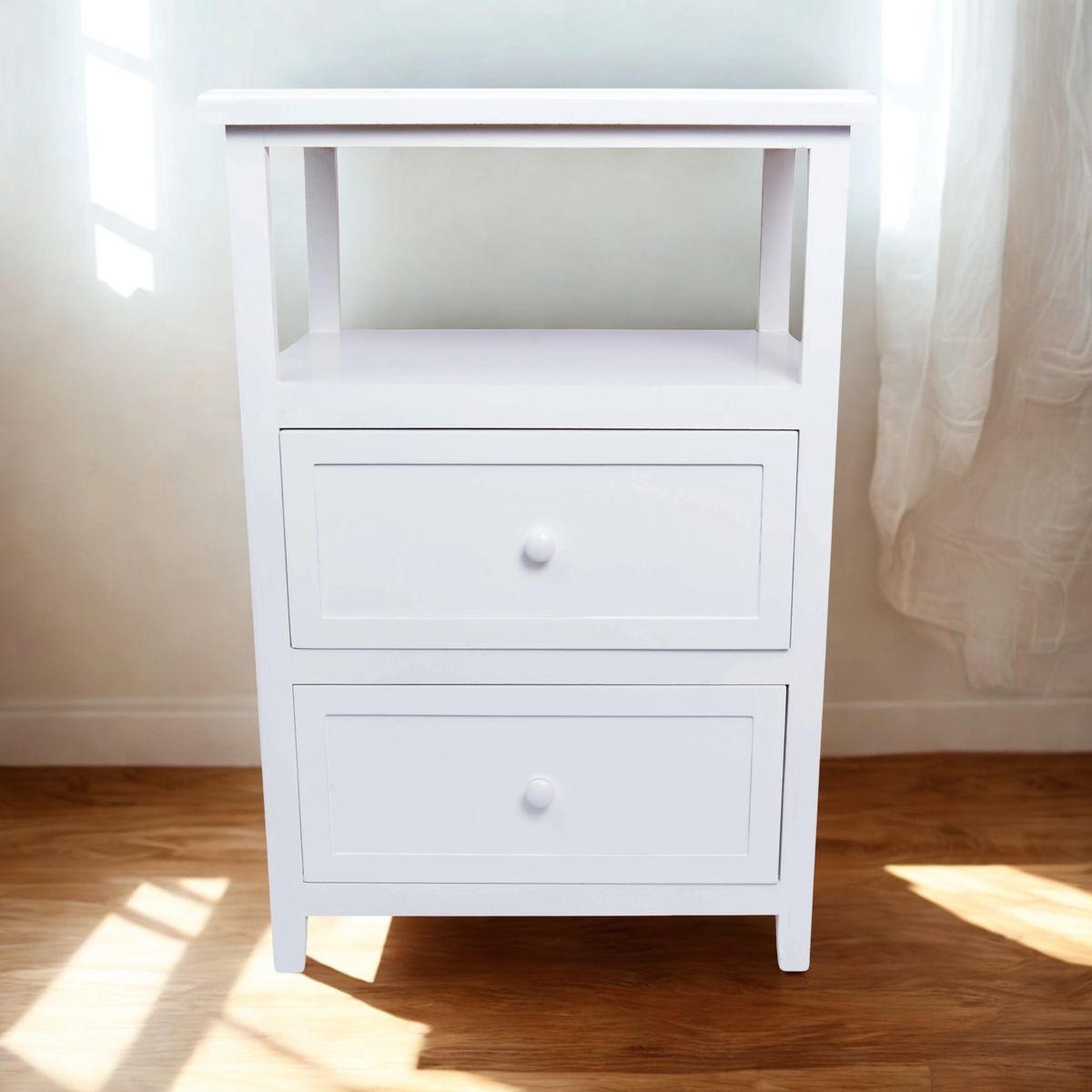 GENERICO - SET 2 VELADORES DORMITORIO PALLAVICINI 2 CAJONES BLANCO