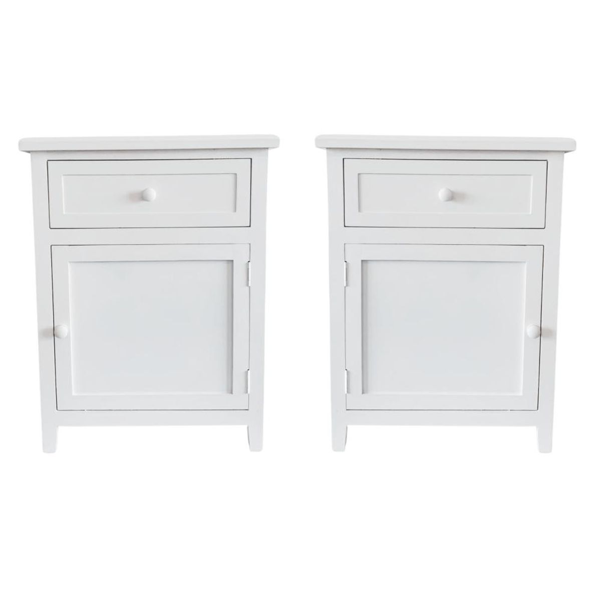 GENERICO - SET 2 VELADORES DORMITORIO RECCO CAJON PUERTA I+D BLANCO