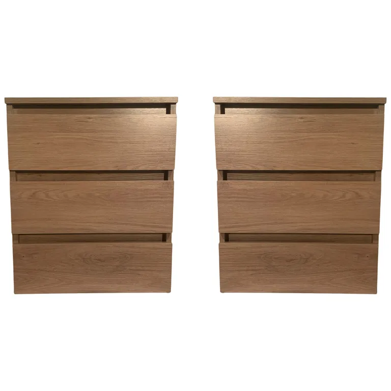 SET 2 VELADORES DORMITORIO CALVARI 3 CAJONES MADERA