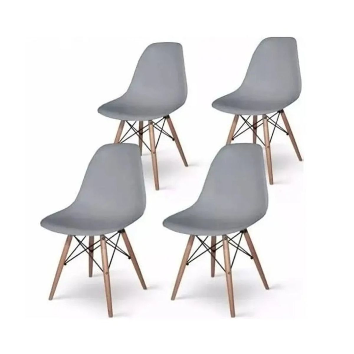 CORI CORI - Juego de Comedor Mesa Eames Vidrio 80cm + 4 Sillas Eames Gris…