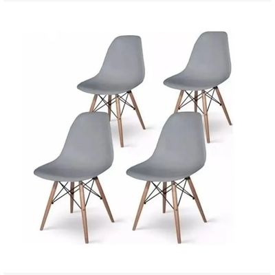 Imagen 2 del producto Juego de Comedor Mesa Eames Vidrio 80cm + 4 Sillas Eames Gris…
