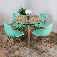 Juego de Comedor Mesa Eames Vidrio 80cm + 4 Sillas Eames Menta…