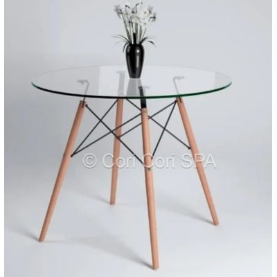 Imagen 2 del producto Juego de Comedor Mesa Eames Vidrio 80cm + 4 Sillas Eames Menta…