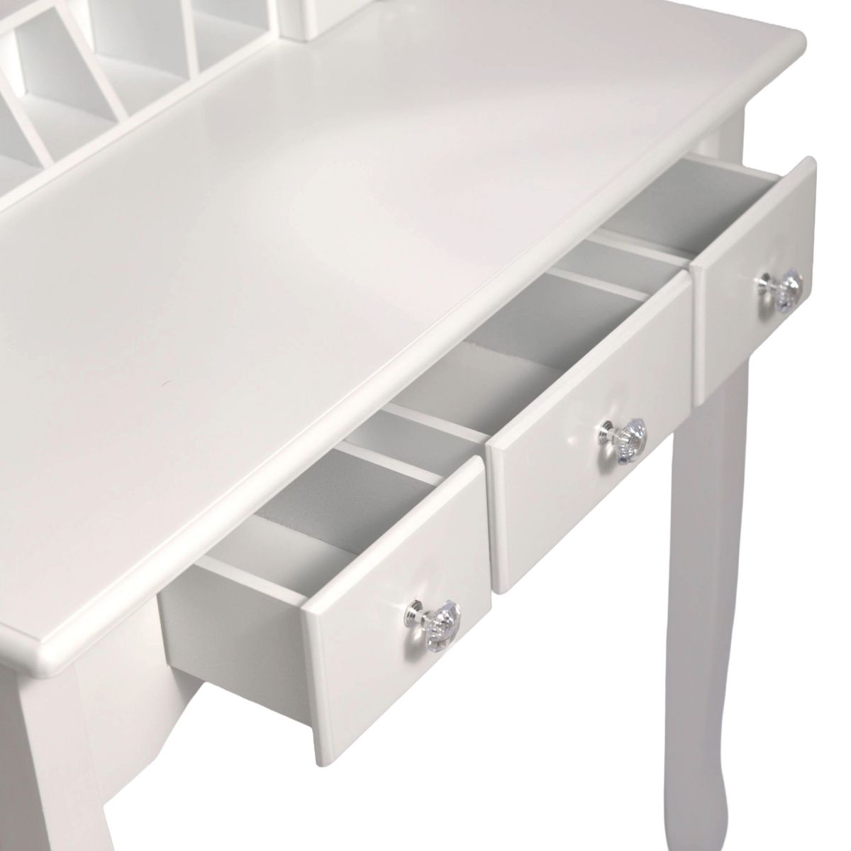 GENERICO - TOCADOR MAQUILLAJE MADERA BANCA + ESPEJO LUZ LED CATERINA