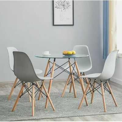 Imagen 2 del producto COMEDOR EAMES VIDRIO REDONDO 80 CM -4 PUESTO BLANCO…