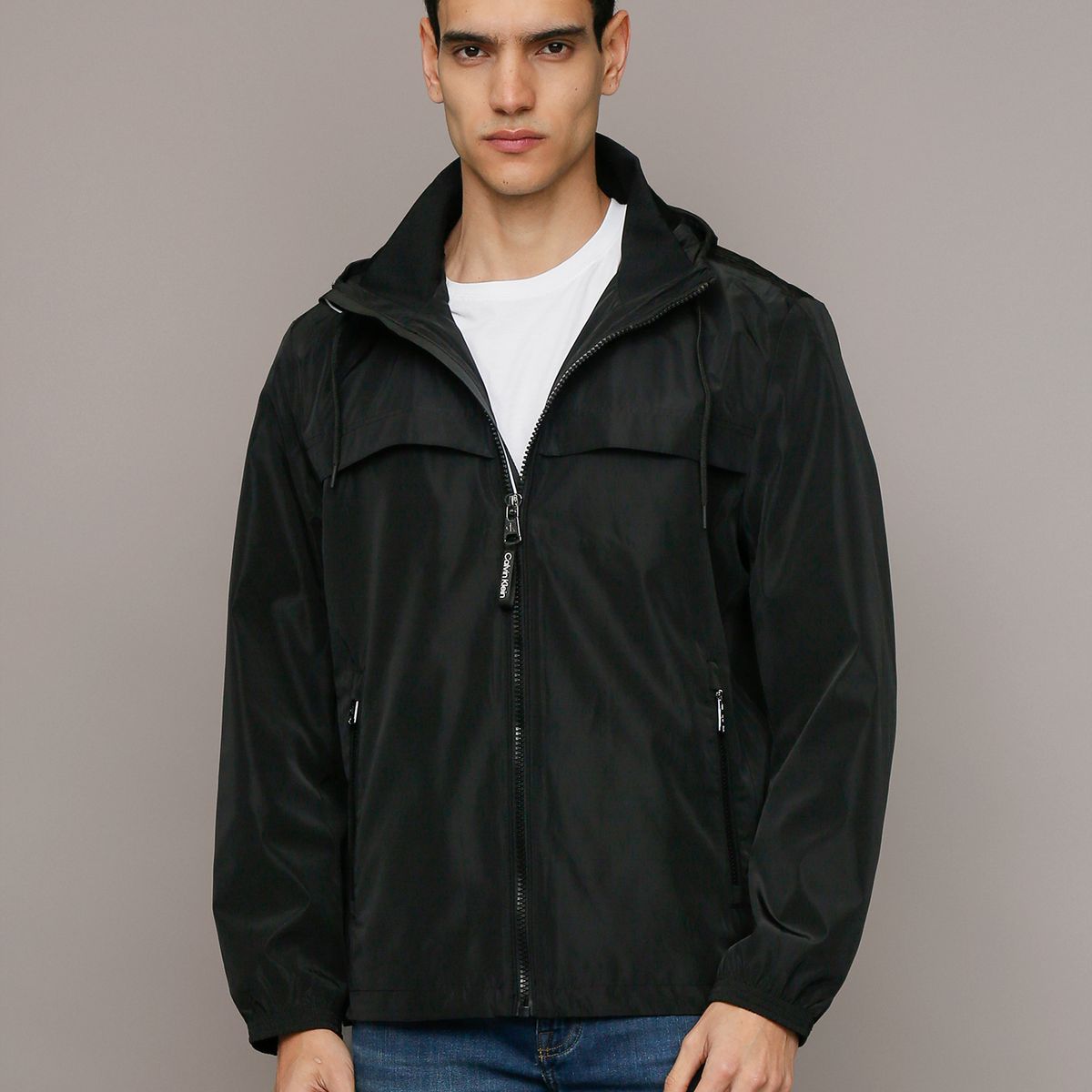 CALVIN KLEIN - Chaqueta Ligera con Gorro Negro Calvin Klein