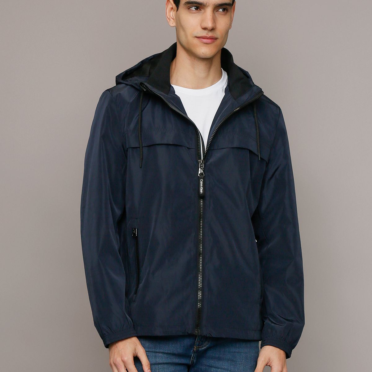 CALVIN KLEIN - Chaqueta Ligera con Gorro Azul Calvin Klein