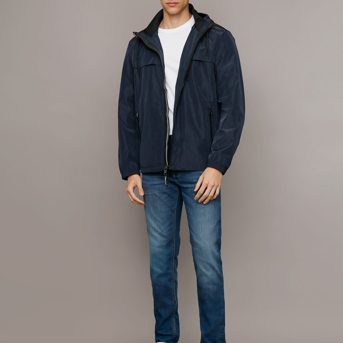 CALVIN KLEIN - Chaqueta Ligera con Gorro Azul Calvin Klein