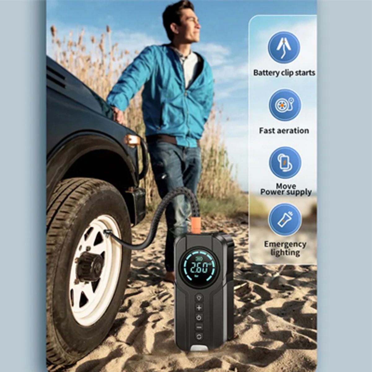 GENERICO - Arrancador De Salto Con Compresor De Aire 1000a Portátil Pa