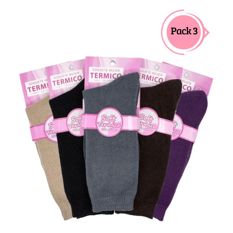EKOL TACTICA MILITAR - Pack 3 Calcetines Soquete Térmico Soft Mujer