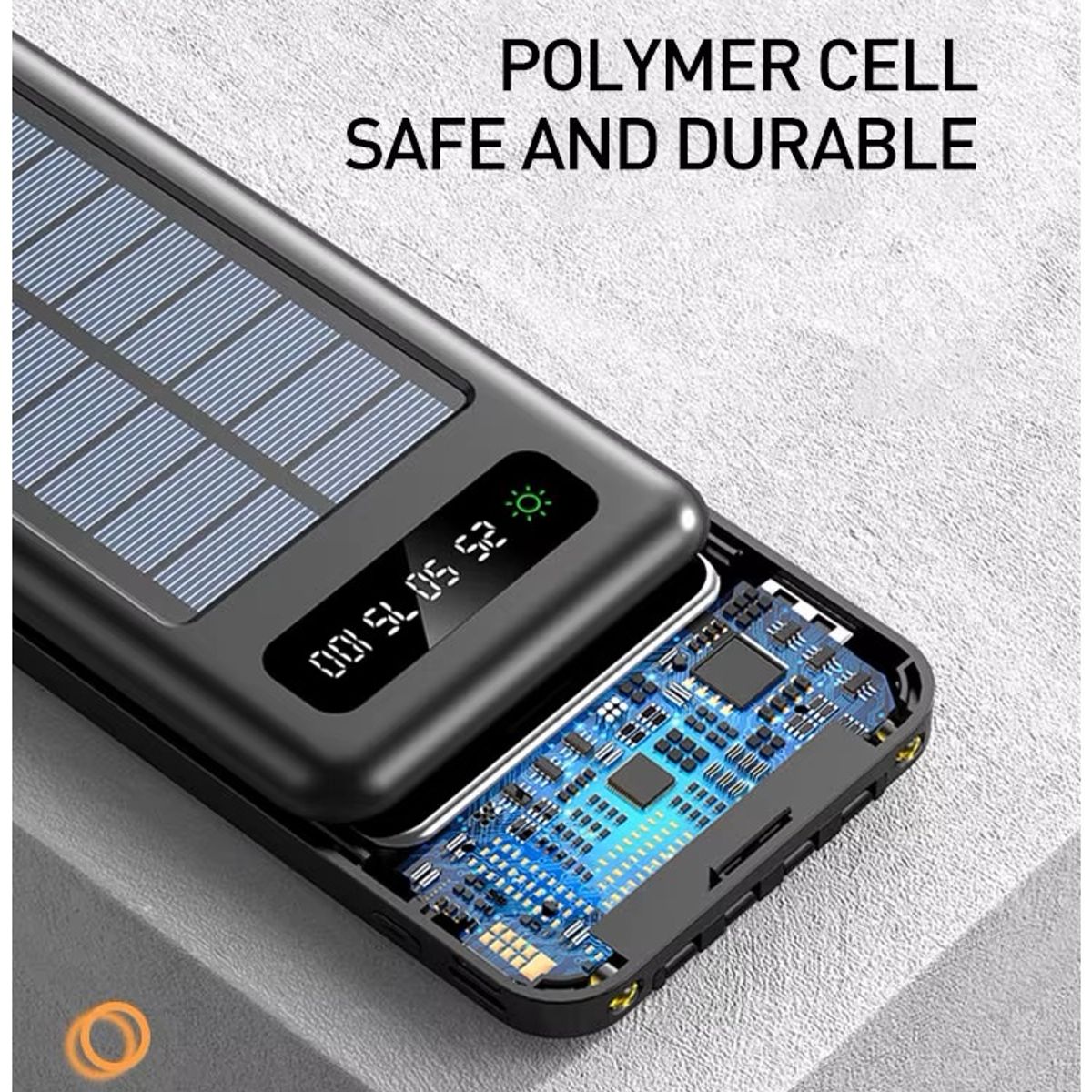 Batería Externa Solar 20000mAh con Cables Integrados Carga Rápida, marca GENERICO - Foto 2