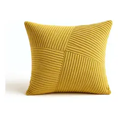GENERICO - Funda Para Cojín Mostaza Modelo Acanalado 45x45