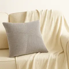 GENERICO - Funda Para Cojín Gris Modelo Acanalado 45x45