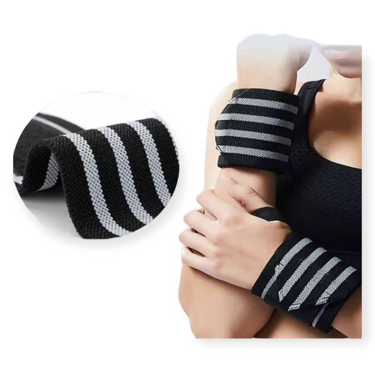 GENERICO - Par Muñequera Crossfit Fitness Levantamiento Elasticada