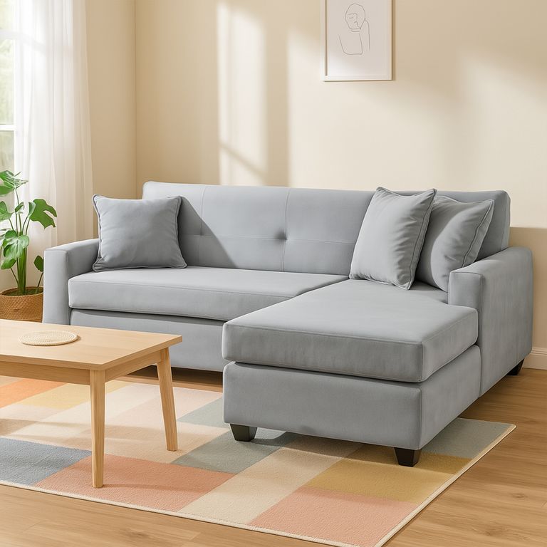 Sofa L Intercambiable New Sevilla Felpa Gris