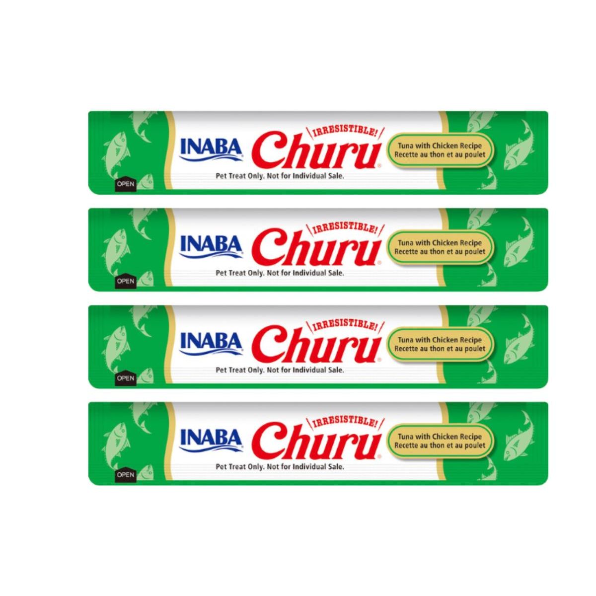 INABA - Churu Cat Atún y Pollo 14g x4 - Pack 6 Unidades