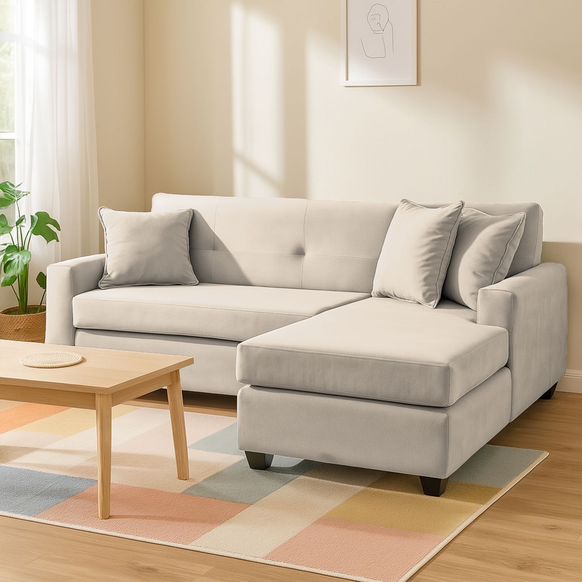 MBC - Sofá L Intercambiable New Sevilla Felpa Beige