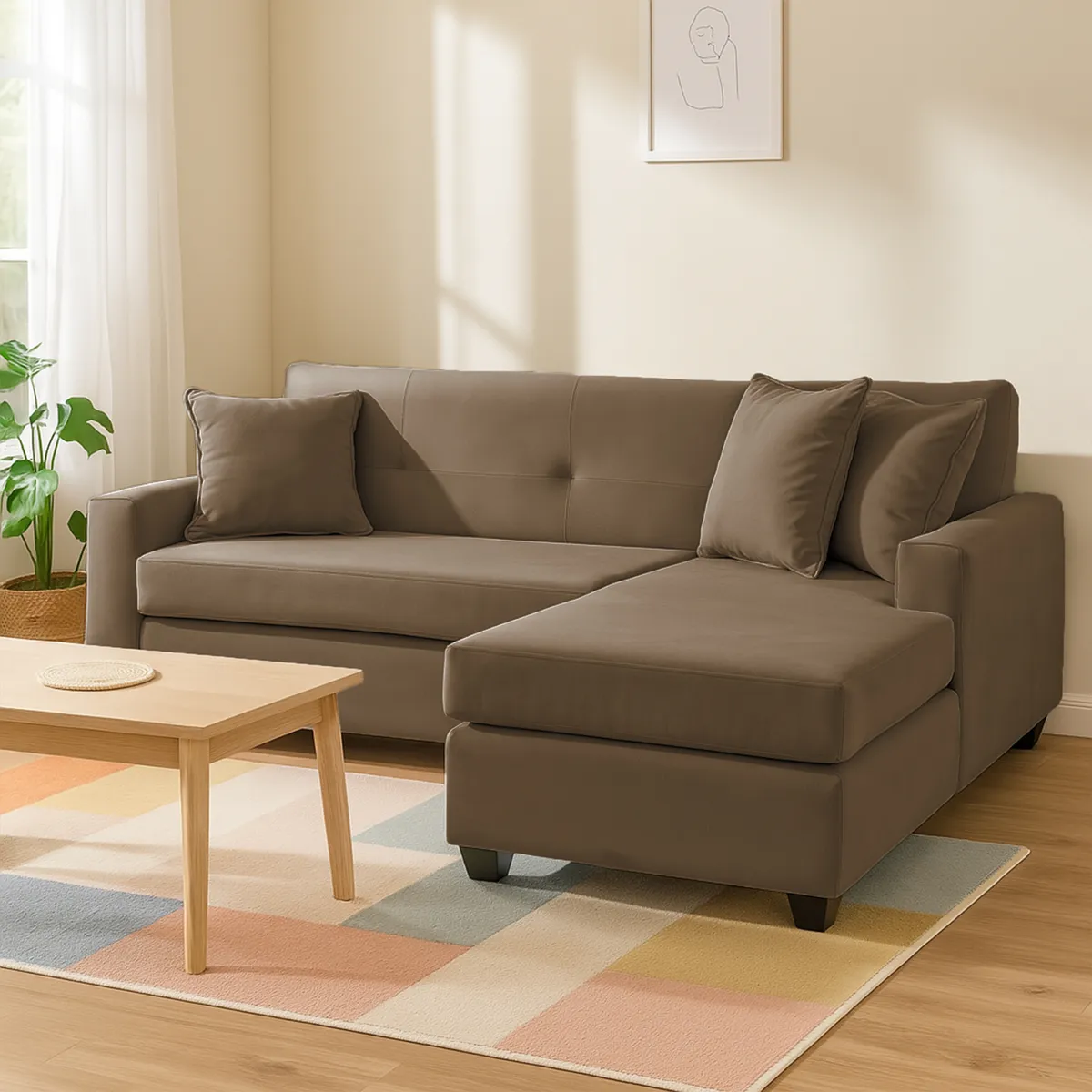 MBC - Sofá L Intercambiable New Sevilla Felpa Café