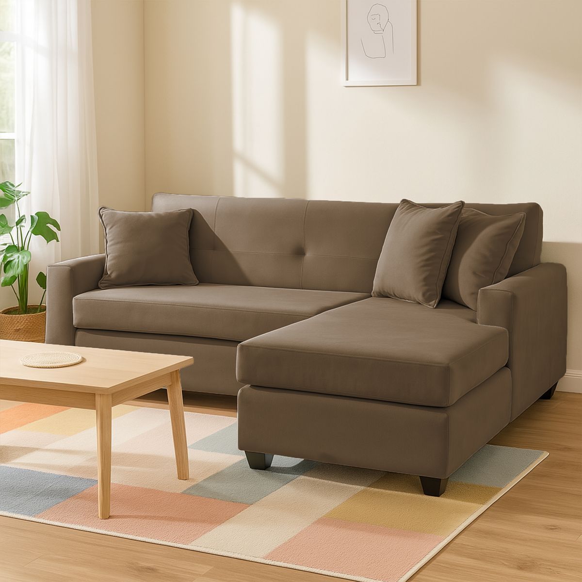 MBC - Sofá L Intercambiable New Sevilla Felpa Café