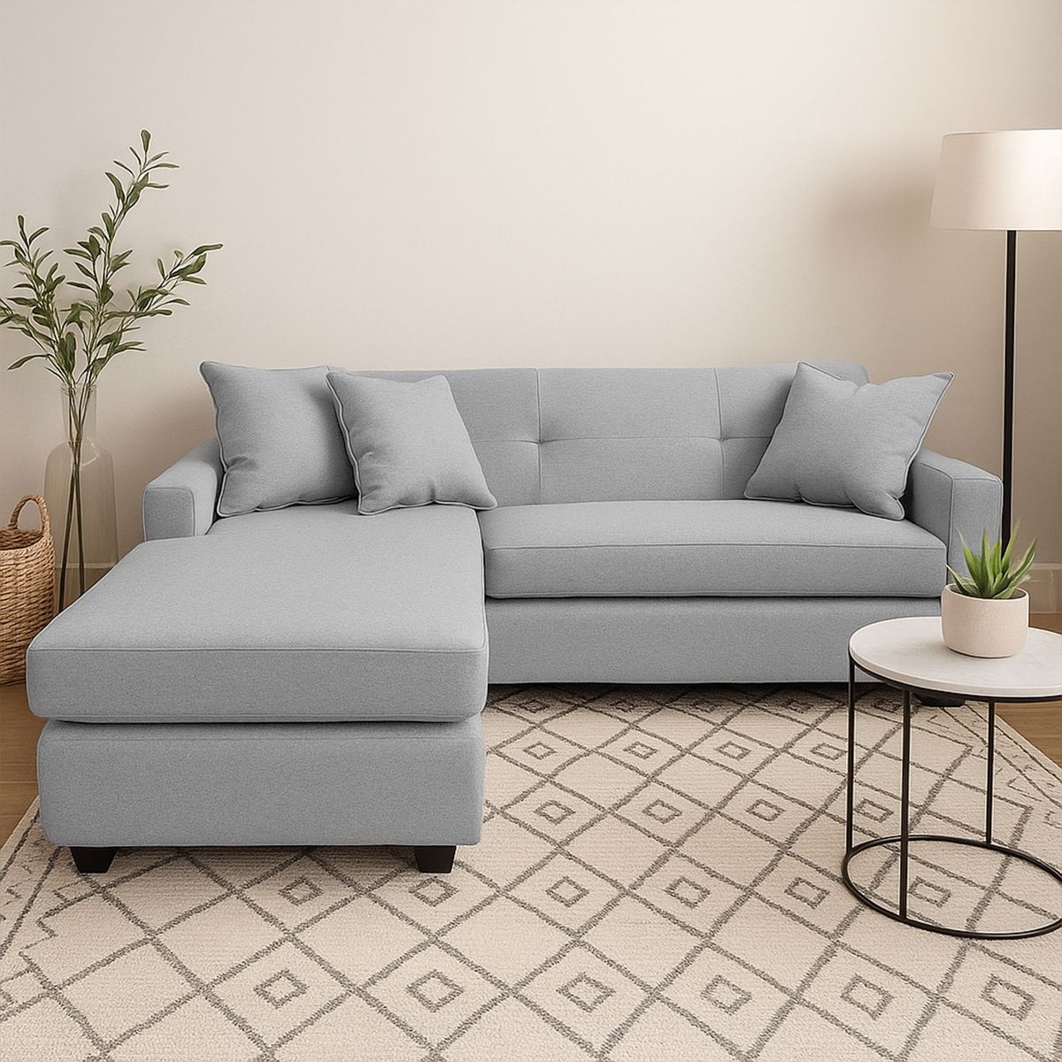 MBC - Sofá L Intercambiable New Sevilla Tela Gris Claro